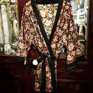 Floral and Black Kimono Robe